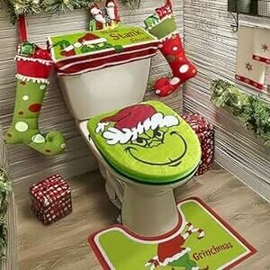 Grinch Christmas Bathroom Decor Set - 4-Piece